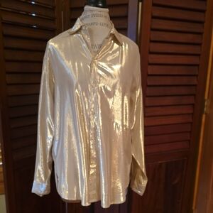 Shimmering Vintage Gold Button-Up Shirt